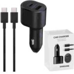 شارژر فندکی سامسونگ دو پورت 45 و 15 وات همراه کابل دوسر تایپ سی